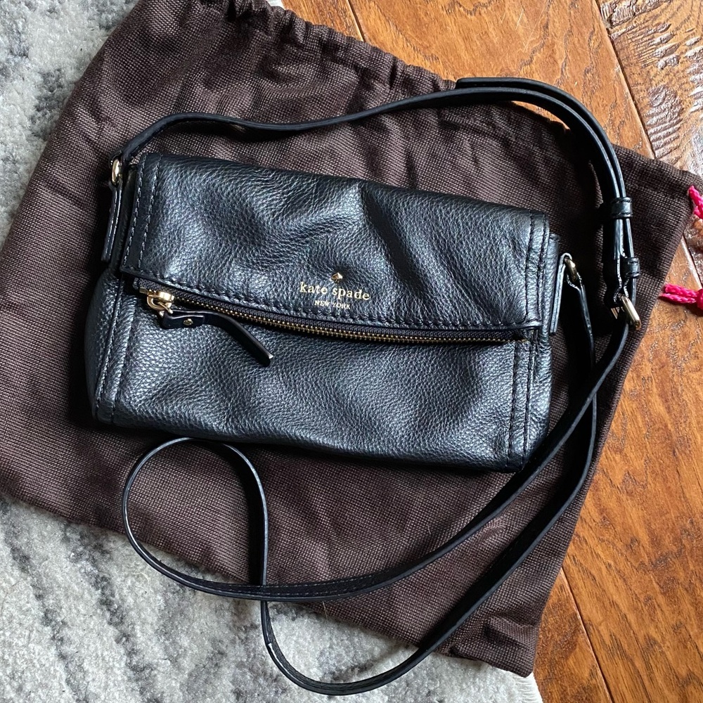 Black leather Kate Spade small cross body bag